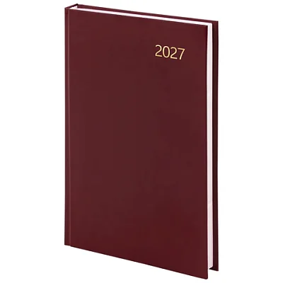 Ежедневник датированный 2027 145×215 мм, А5, STAFF, обложка бумвинил, бордовый
