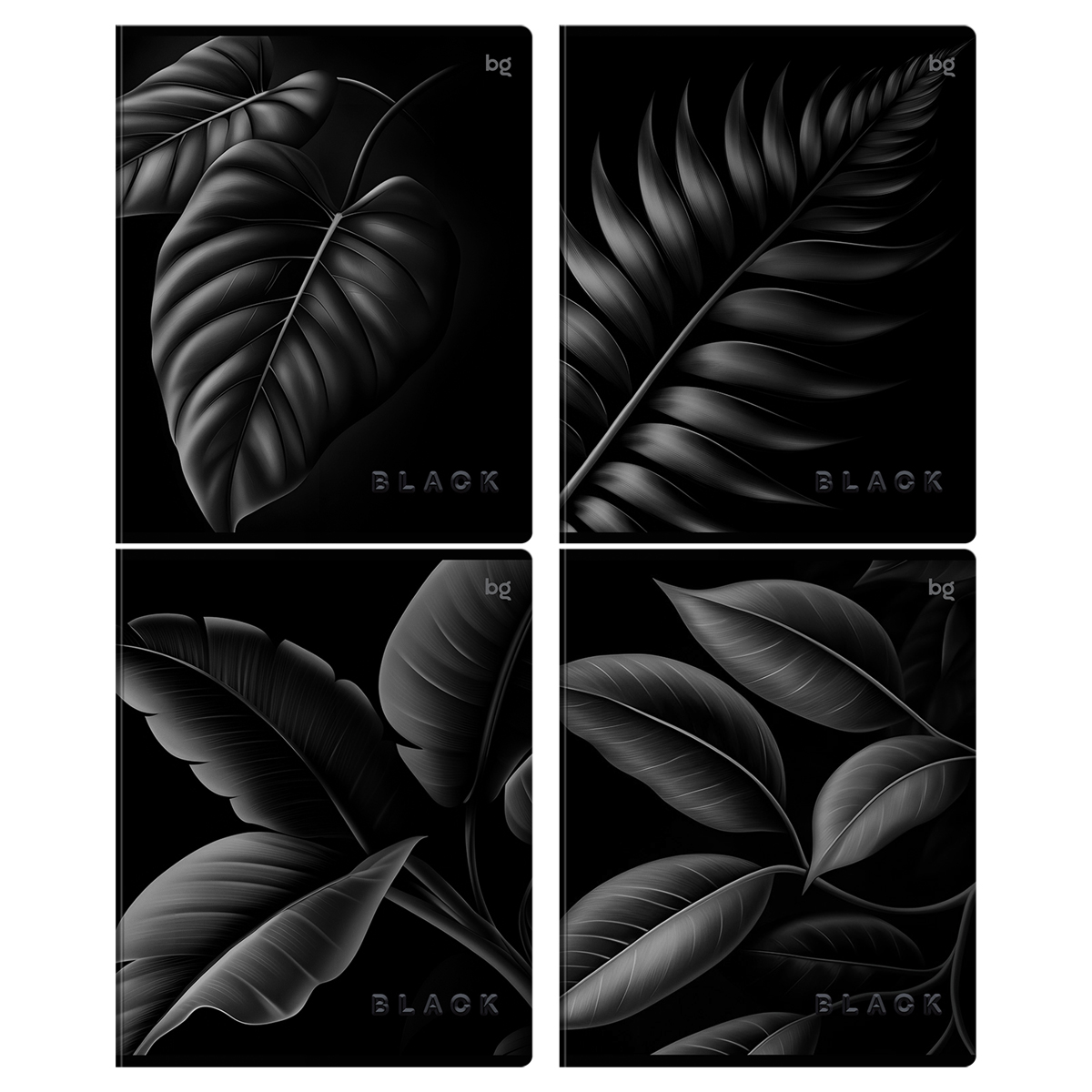 превью Тетрадь 80л., А5, клетка BG «Just Black», soft-touch ламинация, выб. лак