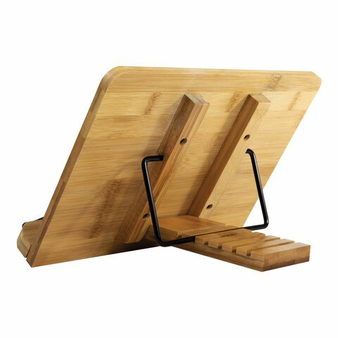 Подставка для книг и планшетов бамбуковая BRAUBERG, 28×20 см, регулируемый угол
