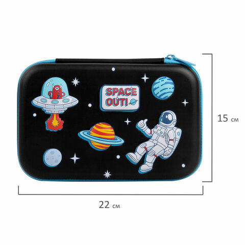 Пенал BRAUBERG KIDS большой удобный с откидной планкой, EVA, 22×15х4 см, «Space out»