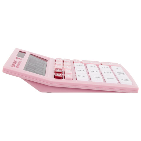 Калькулятор настольный BRAUBERG ULTRA PASTEL-12-PK (192×143 мм), 12 разрядов, двойное питание, РОЗОВЫЙ