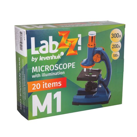 Микроскоп детский LEVENHUK LabZZ M1, 100-300 кратный, монокулярный, 3 объектива