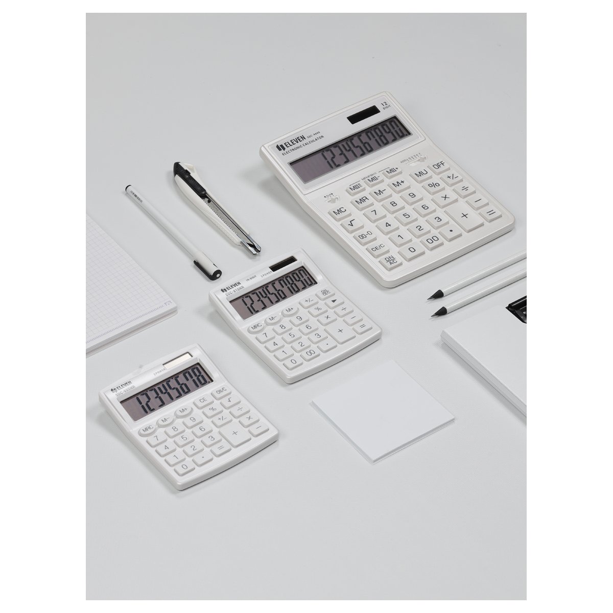 Калькулятор настольный Eleven SDC-810NR-WH, 10 разрядов, двойное питание, 127×105×21мм, белый