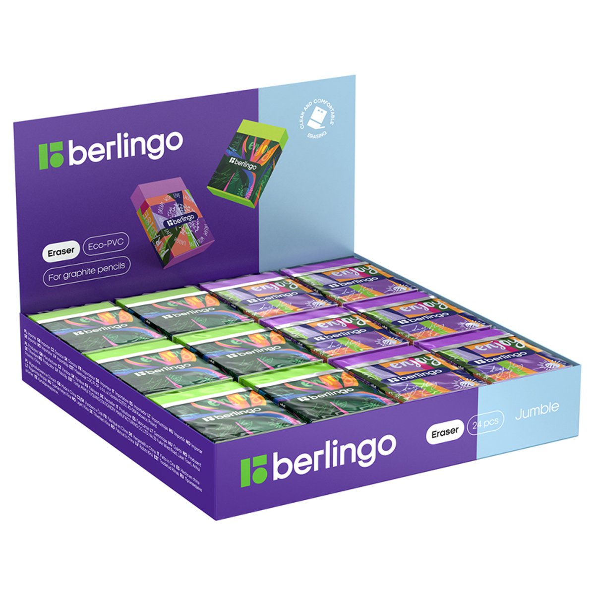 Ластик Berlingo «Jumble», Eco-PVC, картонный держатель, 45×32×11мм