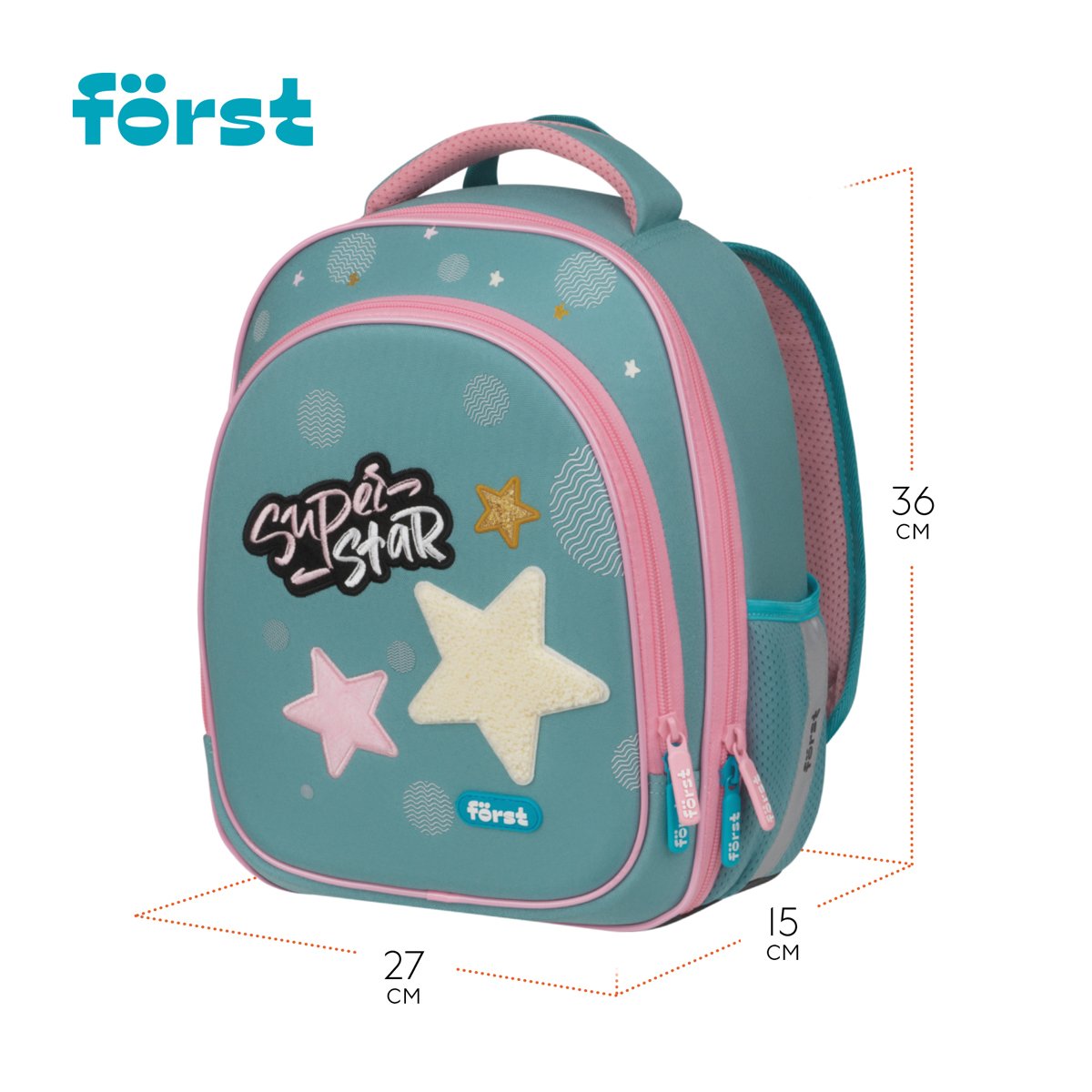 Ранец Först F-Light «Super star» 36×27×15см, 2 отделения, 2 кармана, анатомическая спинка