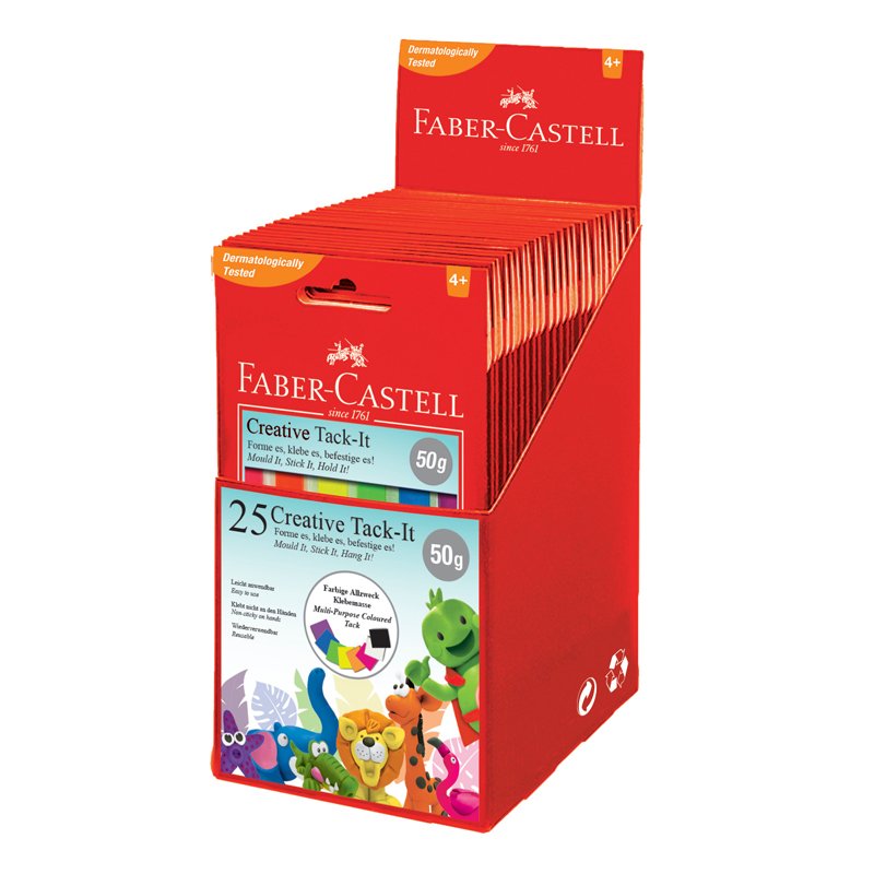 Масса для приклеивания Faber-Castell «Tack-It Creative», 50г., цветная, картон. уп., европодвес
