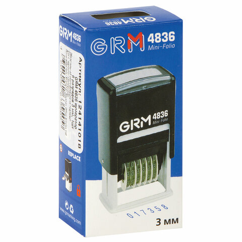 Нумератор 6-разрядный, оттиск 15×3 мм синий, GRM 4836