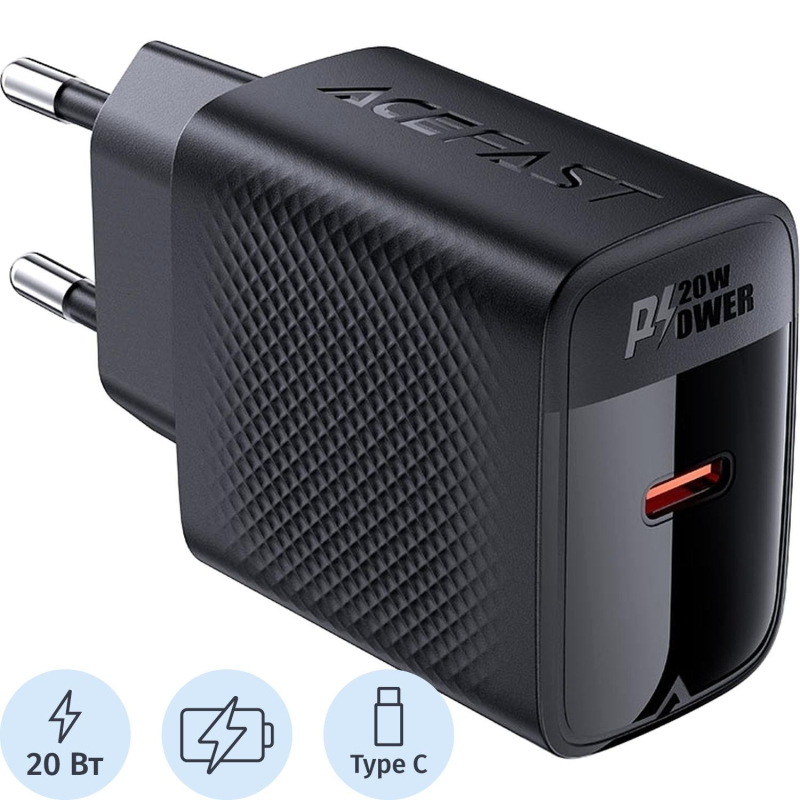 превью Зарядное устройство сетевое ACEFAST (AF-A82-BK) PD20W GaN single USB-C