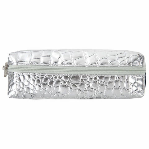 Пенал-косметичка BRAUBERG, «крокодиловая кожа», 20×6х4 см, «Ultra silver»