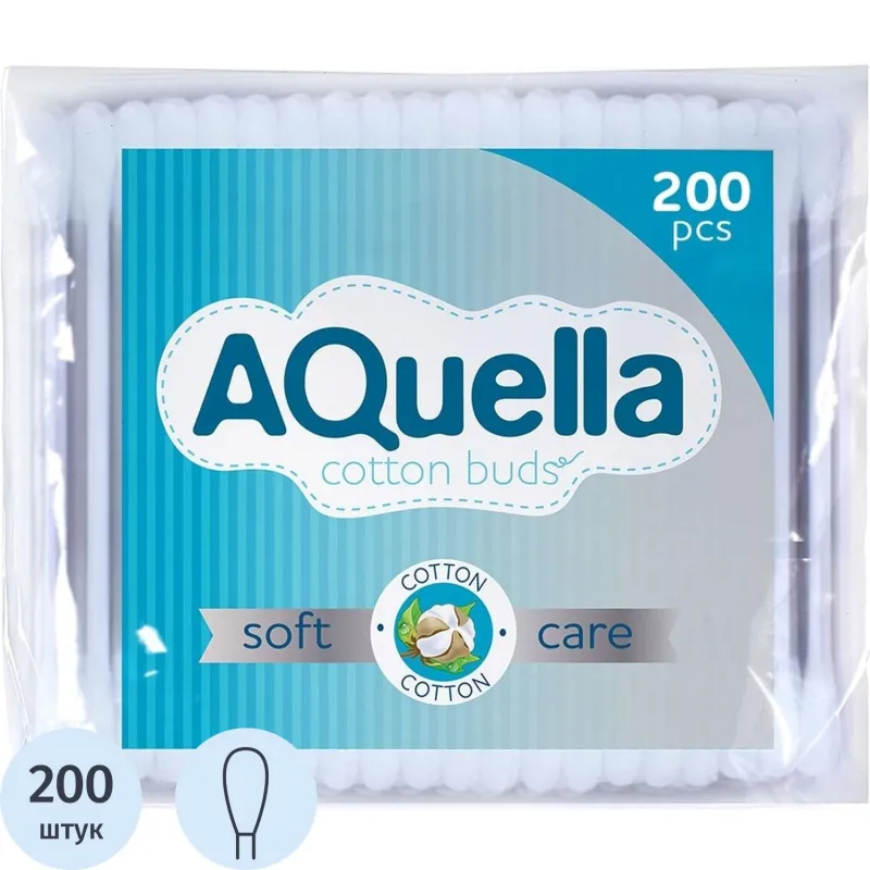 Палочки ватные Aquella 200 штук пакет