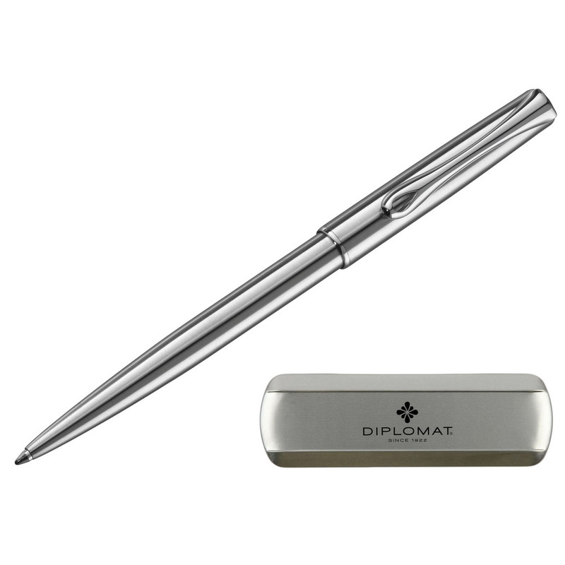 превью Ручка шариковая Diplomat Traveller stainless steel цвет чернил синий цвет корпуса серебристый (артикул производителя D10061083)