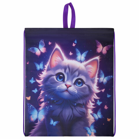 Мешок для обуви BRAUBERG KIDS, с петлей, 42×34 см, «Curious cat»