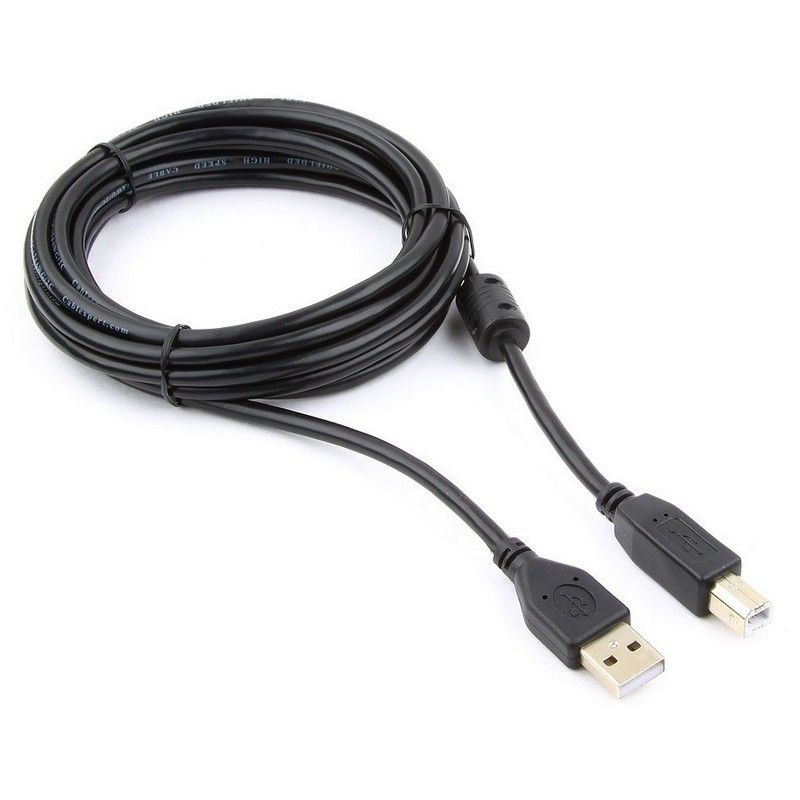 превью Кабель USB A 2.0 - USB B, М/М, 3 м, фер, Cablexpert, чер, CCF-USB2-AMBM-10