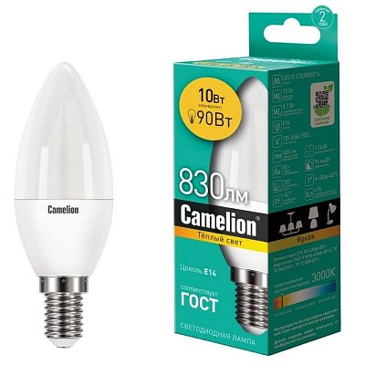 Лампа светодиодная Camelion LED10-C35/830/E14 10Вт 220В