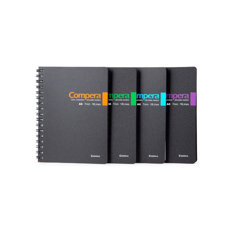 Блокнот A6 50л Comix Compera Bond линия, пруж черн/фиолетов CPA6507 BLK/PU