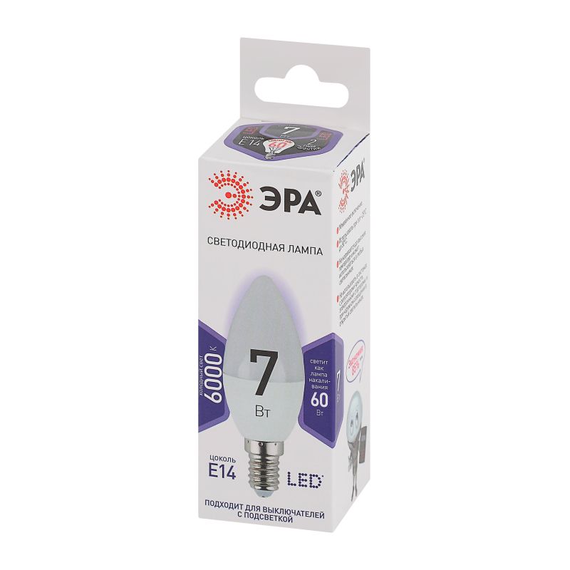 превью Лампа светодиодная ЭРА STD LED B35-7W-860-E14 E14 / Е14 7Вт холодный свет