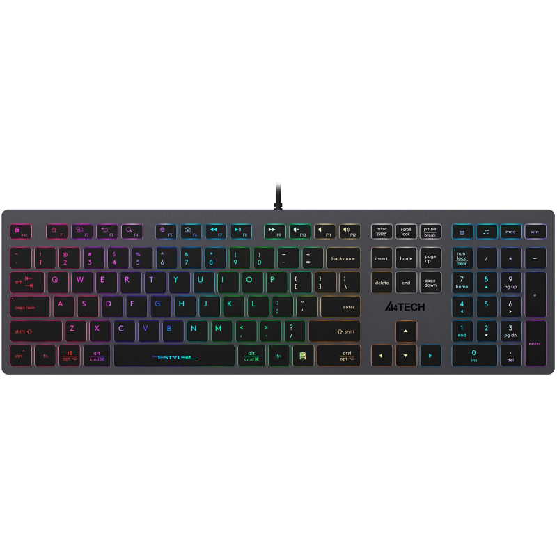 превью Клавиатура A4Tech Fstyler FX60 серый USB slim LED (FX60 GREY / NEON)