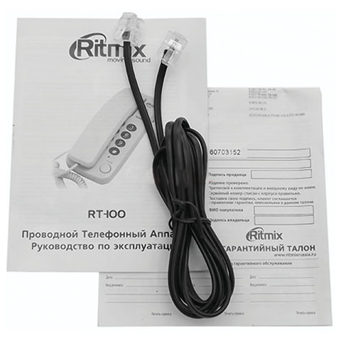 Телефон RITMIX RT-100 black, световая индикация звонка, отключение микрофона, черный