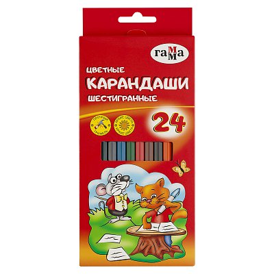 Карандаши цветные ГАММА «Мультики», 24 цв., шестигранные