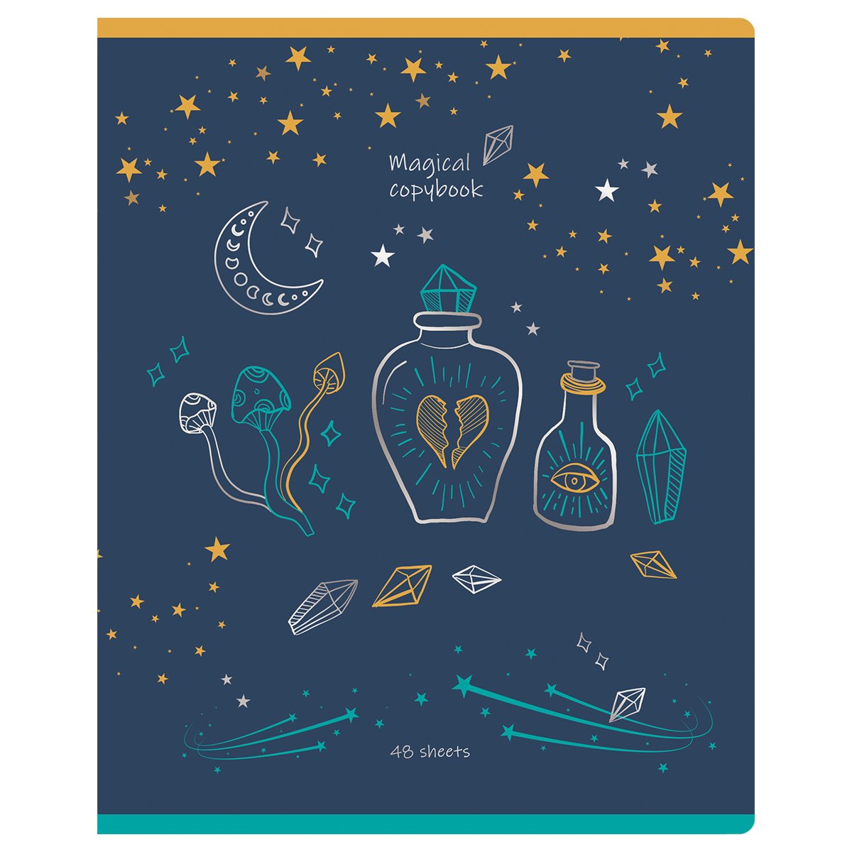 Тетрадь 48л., А5, клетка BG «Magical shine», матовая ламинация, тиснение фольгой