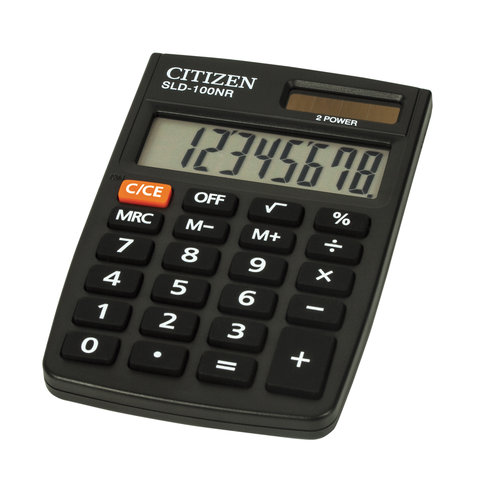 Калькулятор CITIZEN карманный SLD-100N, 8 разрядов, двойное питание, 90×60 мм, оригинальный