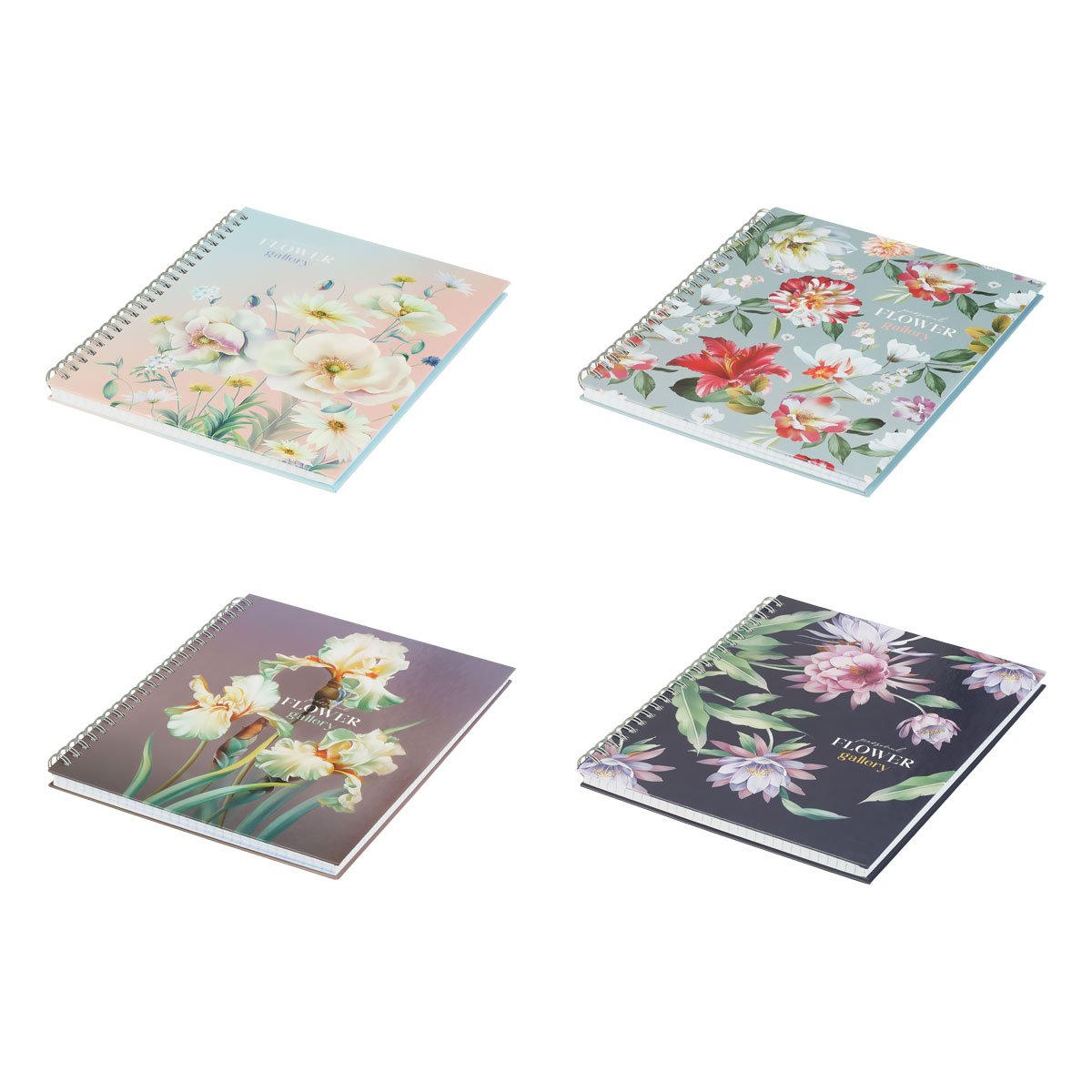 Тетрадь 80л., А5, клетка на гребне BG «Flower gallery», глянцевая ламинация, твердая обложка