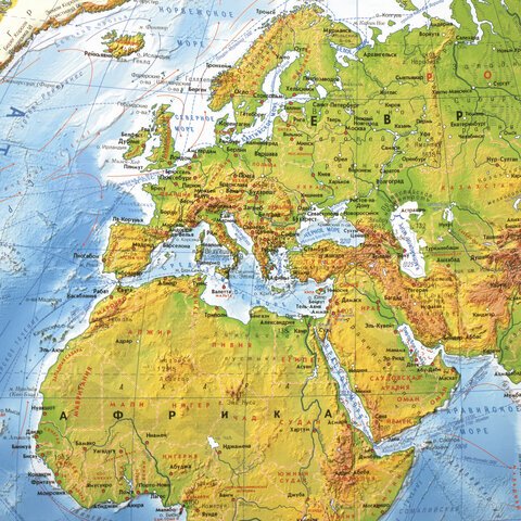 Карта мира физическая 101×66 см, 1:29М, с ламинацией, интерактивная, в тубусе, BRAUBERG