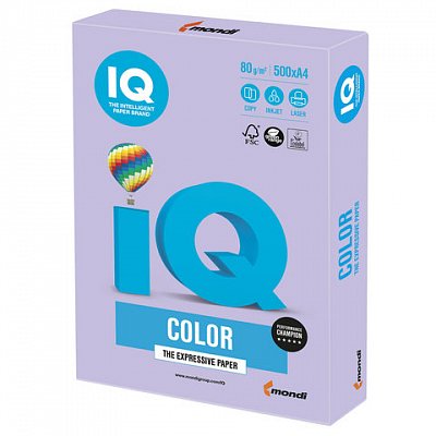 Бумага цветная IQ Color (А4, 80г/м², LA12-бледно-лиловый, 500 листов)