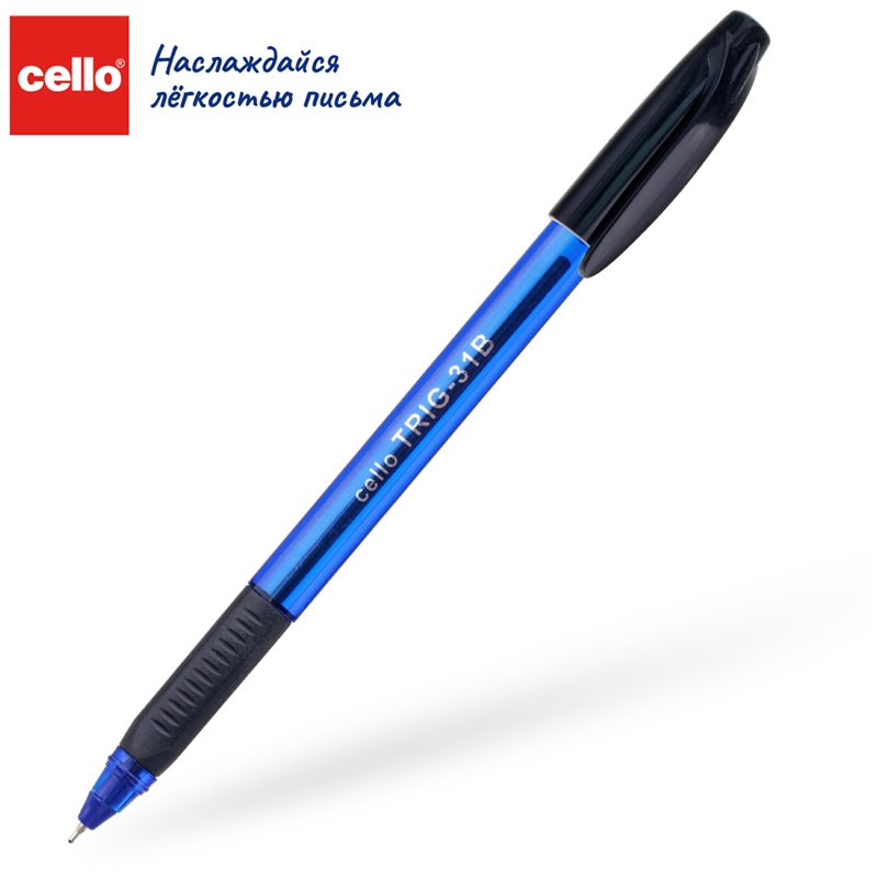 Ручка шариковая Cello «Tri-Grip blue barrel» синяя, 0.7мм, грип, штрих-код