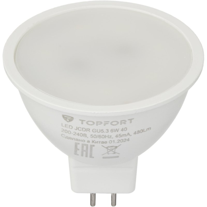 Лампа светодиодная Topfort GU5.3 220V 6W 4000K