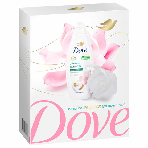 Подарочный набор DOVE «Фисташковый крем»: крем-гель для душа 250 мл + мочалка для тела