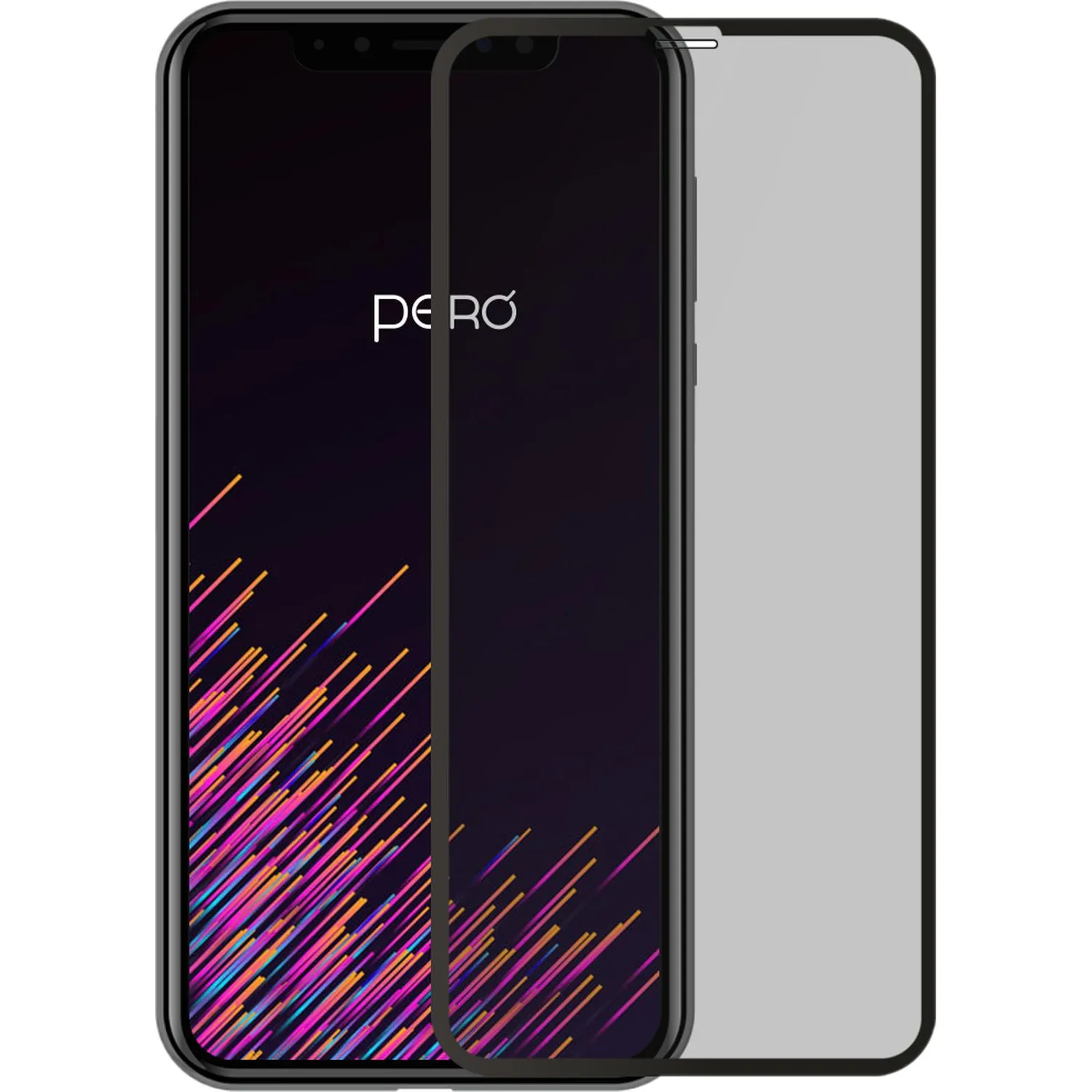 Защитное стекло PERO Full Glue Privacy для iPhone 16 Plus, черное