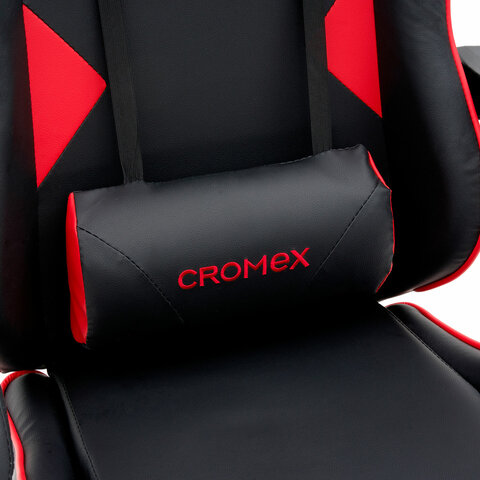 Кресло компьютерное CROMEX «Joker GM-125», две подушки, экокожа, черное/красное