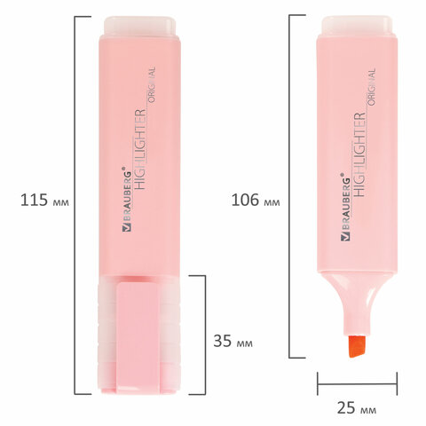 Текстовыделитель BRAUBERG «ORIGINAL PASTEL», ПАСТЕЛЬНЫЙ РОЗОВЫЙ, линия 1-5 мм
