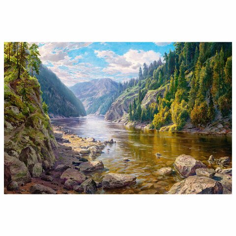 Картина стразами (алмазная мозаика), 40×50 см, ОСТРОВ СОКРОВИЩ «Горная речка», без подрамника