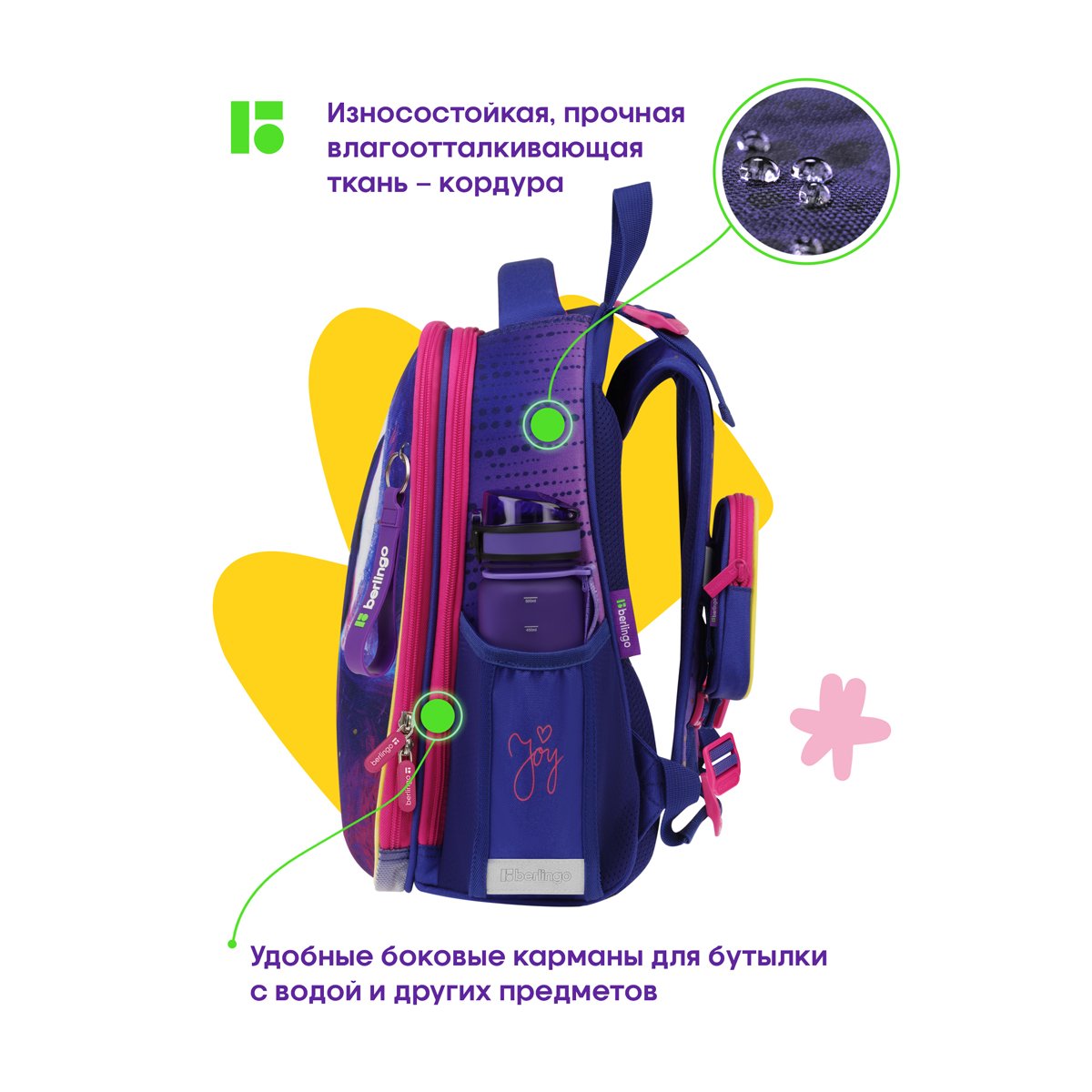 Ранец Berlingo Expert «Jolly kitty» 37×28×16см, 2 отделения, 2 кармана, анатомическая спинка