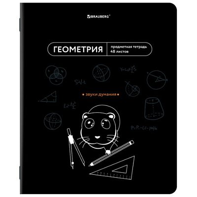 Тетрадь предметная МЕМЫ 48 л., TWIN-лак, ГЕОМЕТРИЯ, клетка, подсказ, BRAUBERG