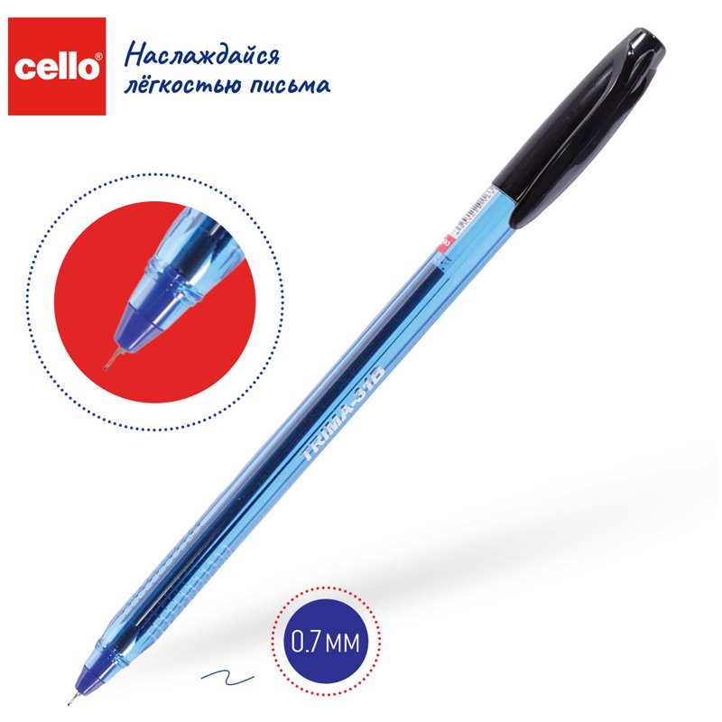 Ручка шариковая Cello «Trima-31B» синяя 0.7мм, штрих-код