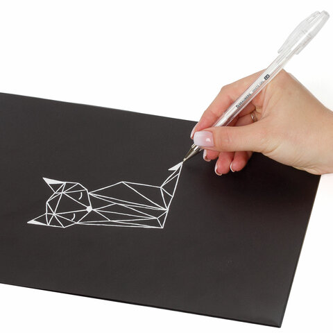 Ручка гелевая BRAUBERG «White Pastel», БЕЛАЯ, корпус прозрачный, узел 1 мм, линия письма 0.5 мм