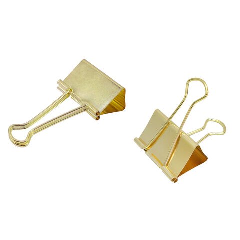 Зажимы для бумаг BRAUBERG EXTRA, КОМПЛЕКТ 12 шт, 19 мм, на 60 л, золотистые, европодвес