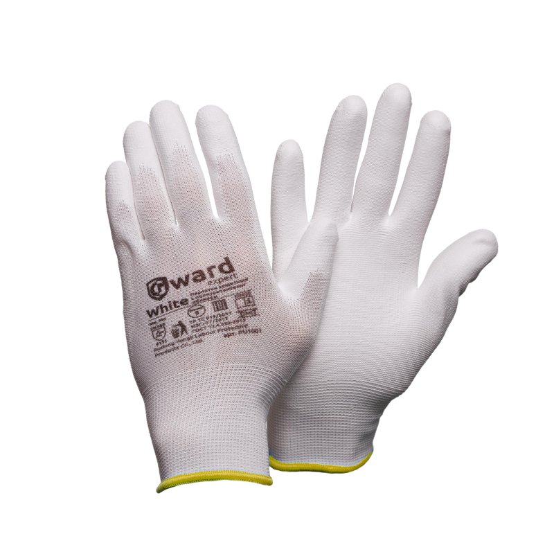 превью Перчатки защитные нейлон Gward White PU1001 с п/у покрытием р.7 (12 пар/уп)