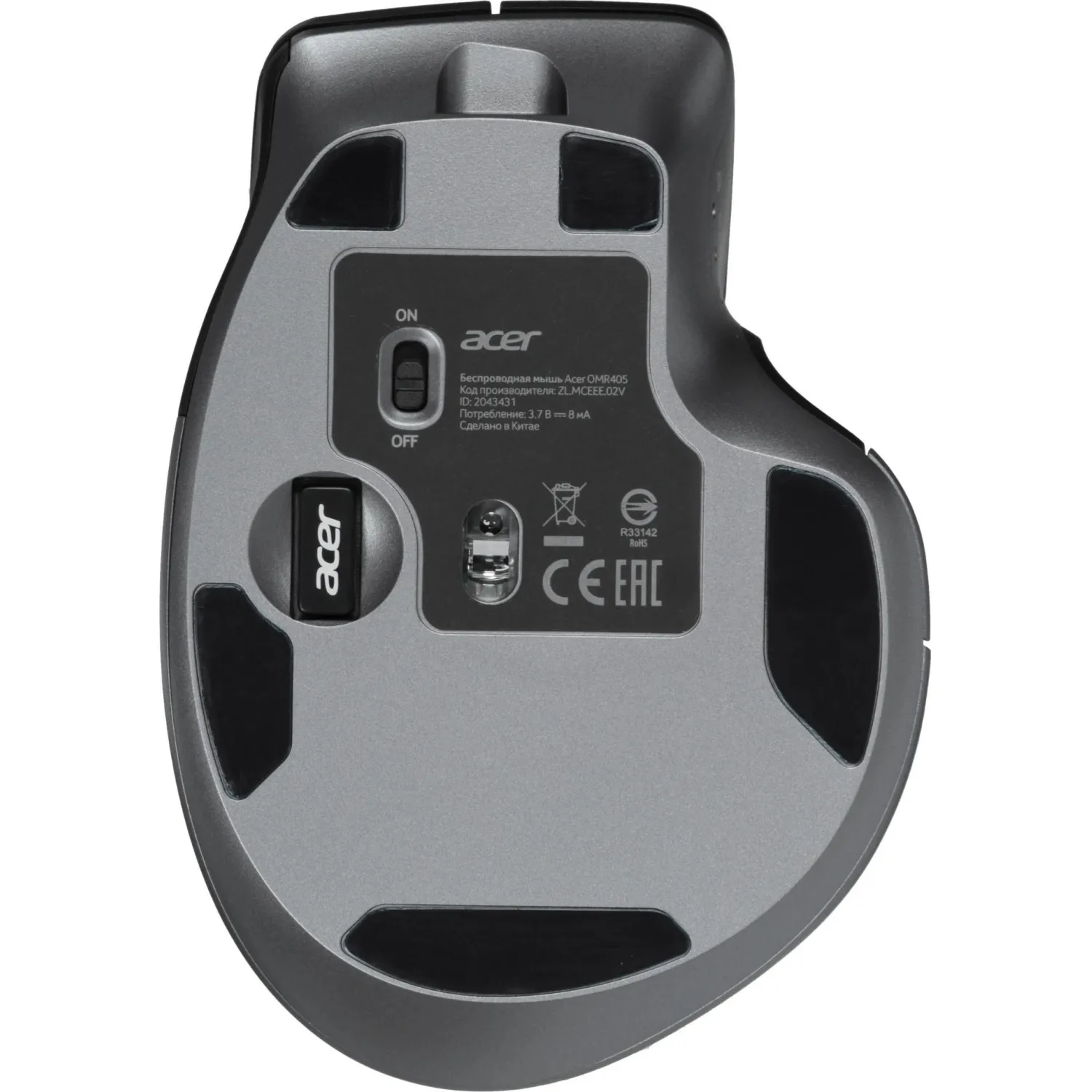 Мышь компьютерная Acer OMR405,черн,оптич,4800dpi,BT/Radio USB(ZL.MCEEE.02V)