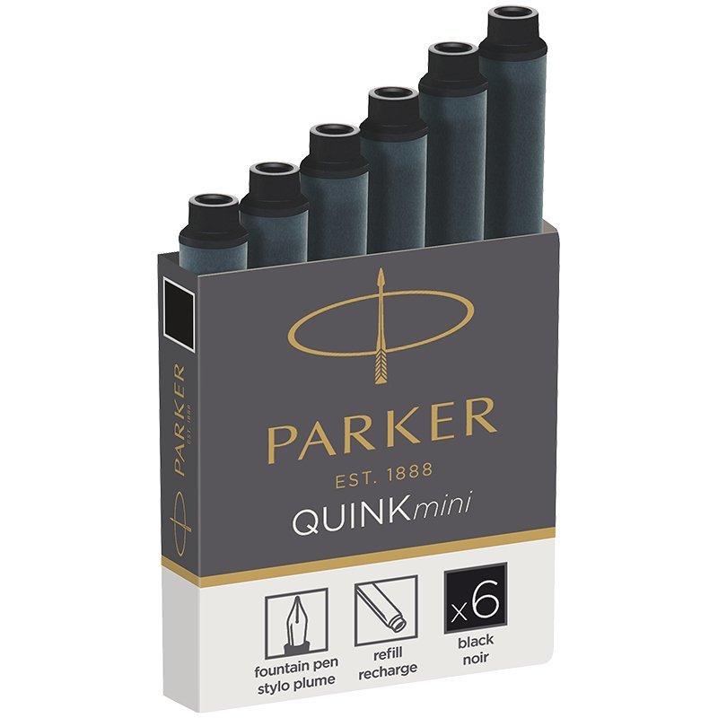 Чернила в патронах Parker черные (мини, 6 штук в упаковке)