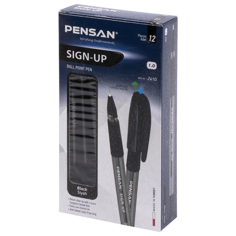 Ручка шариковая масляная с грипом PENSAN «Sign-Up», ЧЕРНАЯ, 1 мм, линия письма 0.8 мм