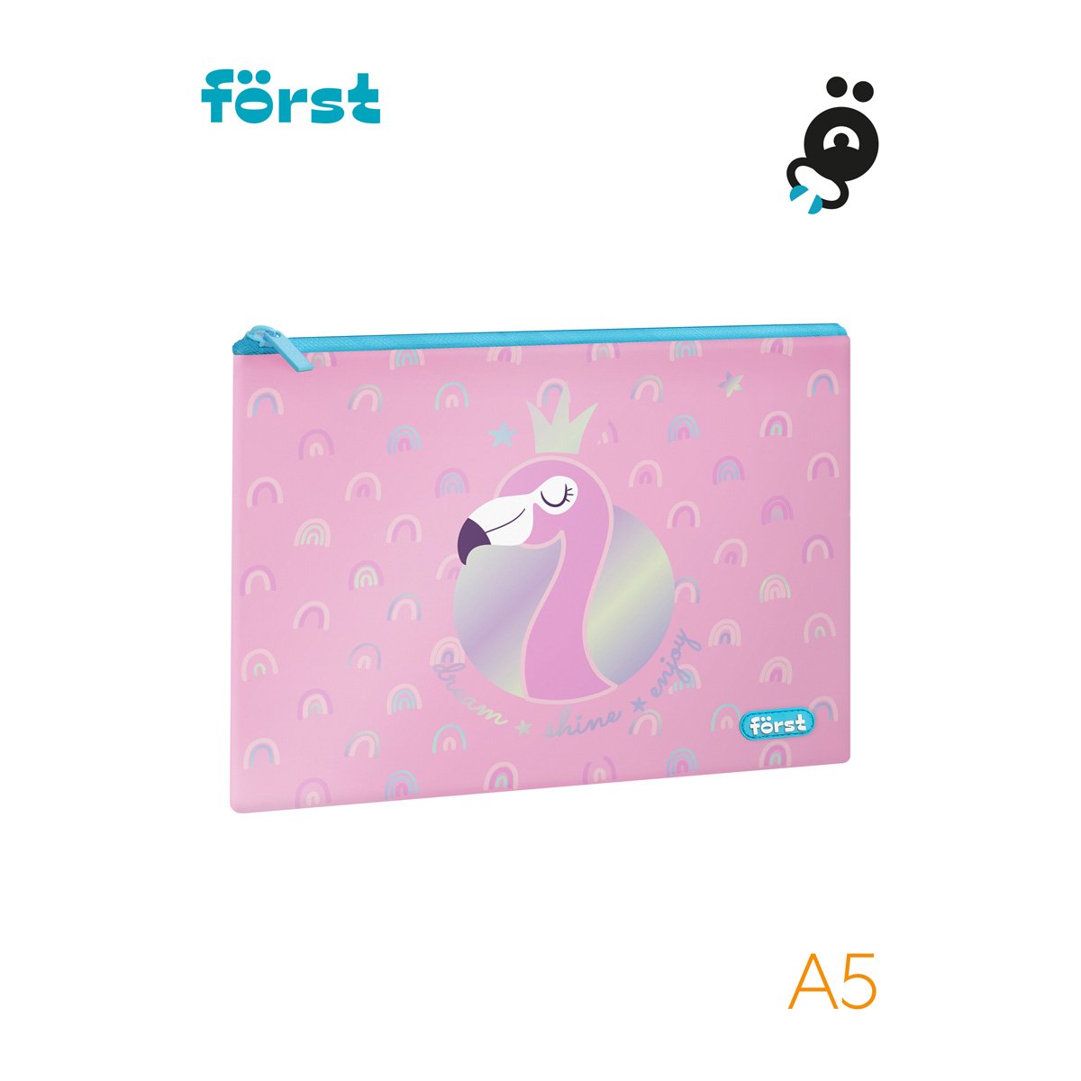 Папка текстильная А5 Först «Shiny flamingo», 255×205 мм, 1 отделение, полиэстер