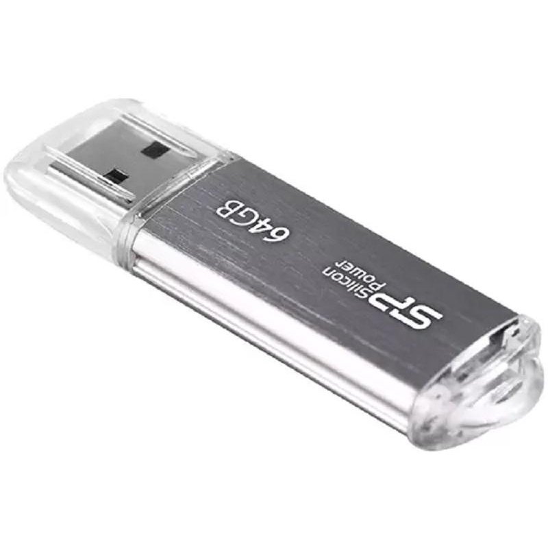 Флэш-диск 64 GB, SILICON POWER Ultima II I-Series, USB 2.0, металлический корпус, серебристый