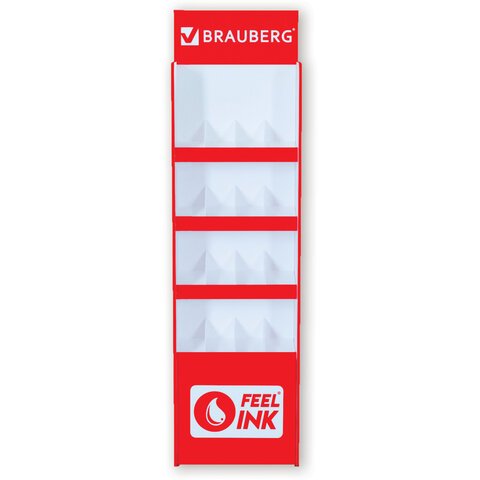 Стойка под письменные принадлежности усиленная BRAUBERG, 180×50х30 см, 4 полки, 16 ячеек, картон