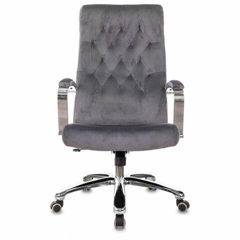 Кресло офисное T-9928SL, усиленное, НАГРУЗКА до 200 кг, хром, ткань, серое