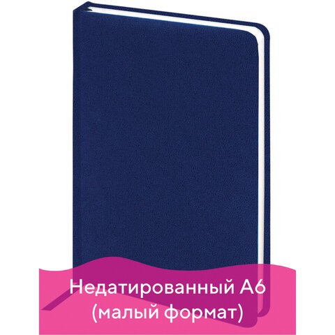 превью Ежедневник недатированный МАЛЫЙ ФОРМАТ (100×150 мм) А6, BRAUBERG «Select», 160 л., синий, 111686