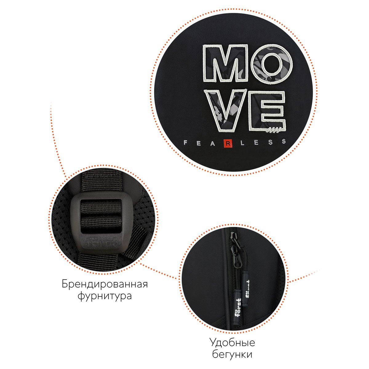 Рюкзак Först F-Junior «Move» 38×29×18см, 3 отделения, 2 кармана, анатомическая спинка